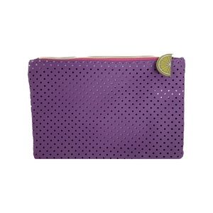 Ipsy | Purple Mesh Faux Leather Lemon Tag Mini Cosmetic Makeup Bag